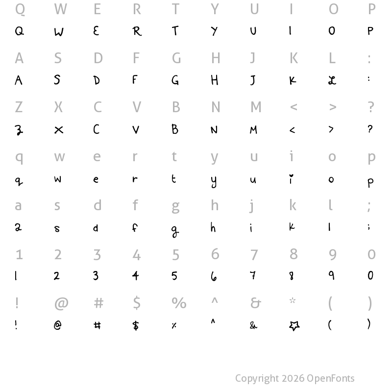Character Map of Kittyspoon Medium