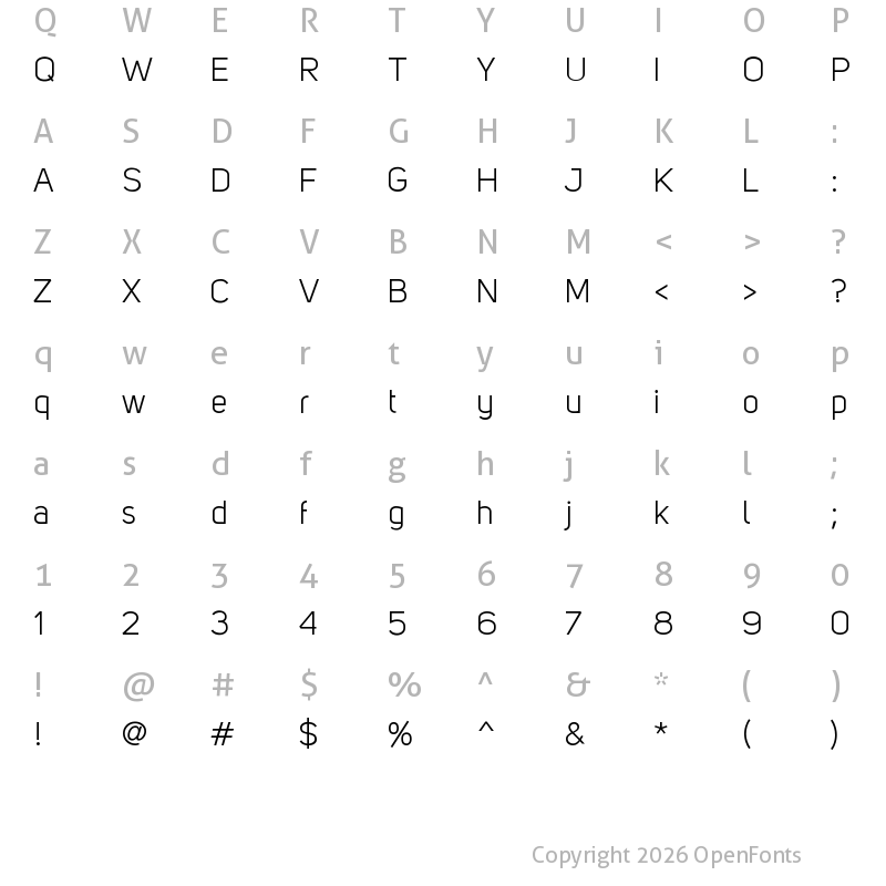 Character Map of Kiye Sans Regular