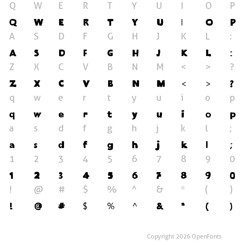 Character Map of Klapket Bold Regular