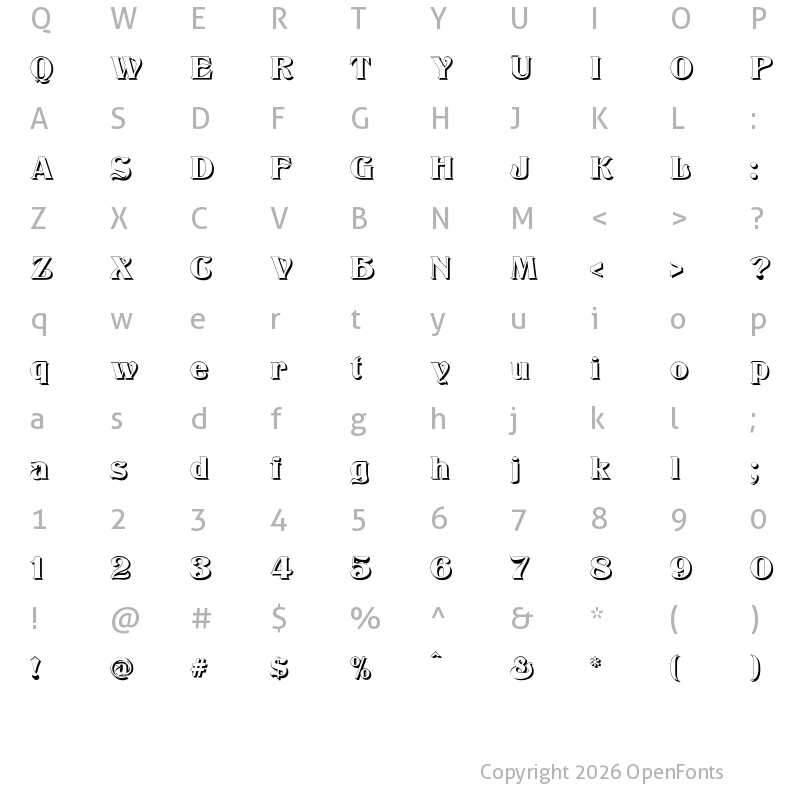 Character Map of Klarissa Shadow Regular