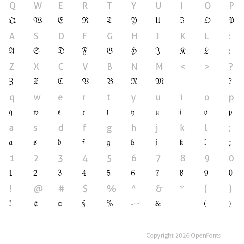 Character Map of KlausBFraktur Regular