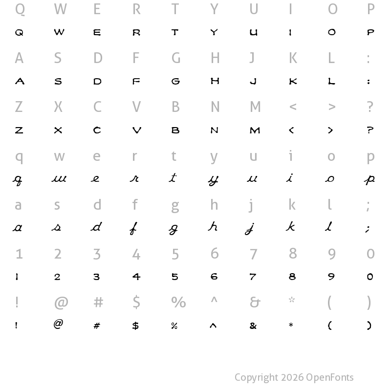 Character Map of Klee CapScript Regular