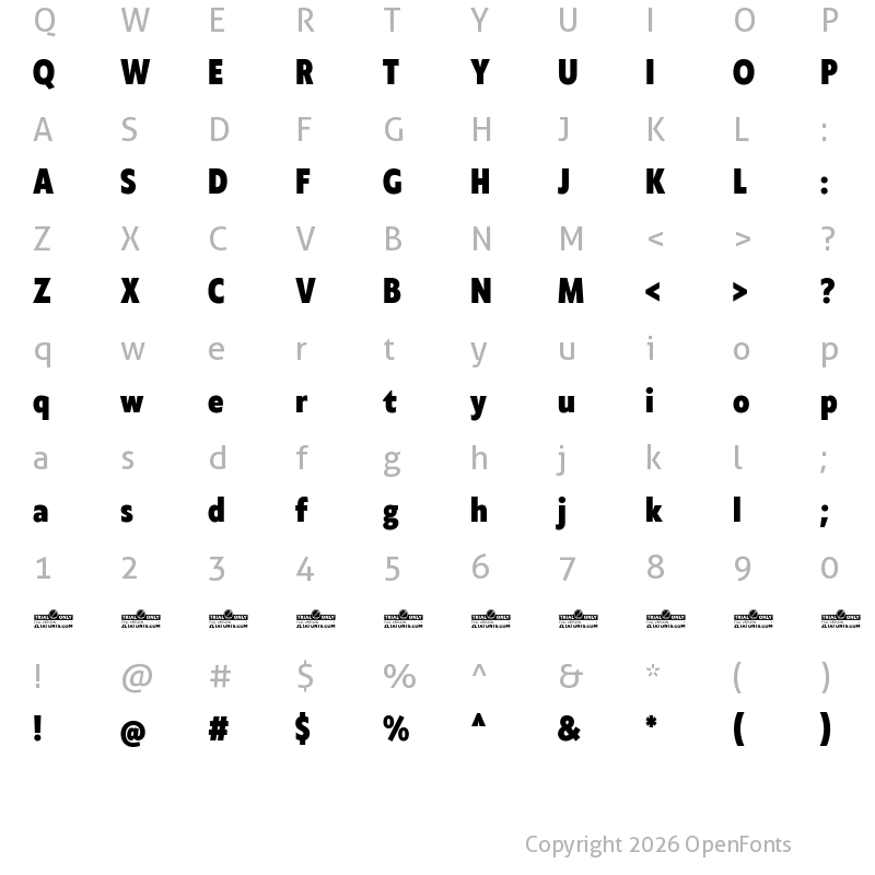 Character Map of Klein Condensed Trial Extrabold
