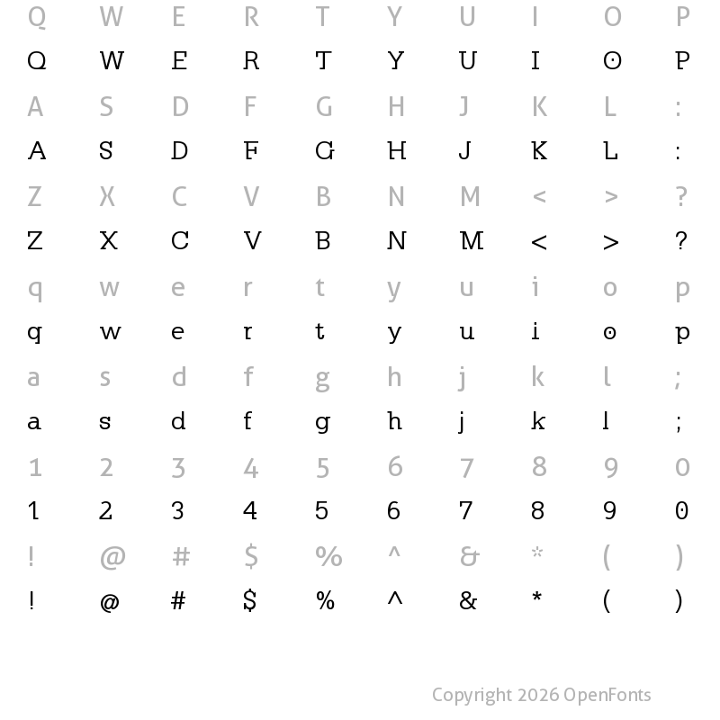 Character Map of KleinSlabserif-Medium Regular