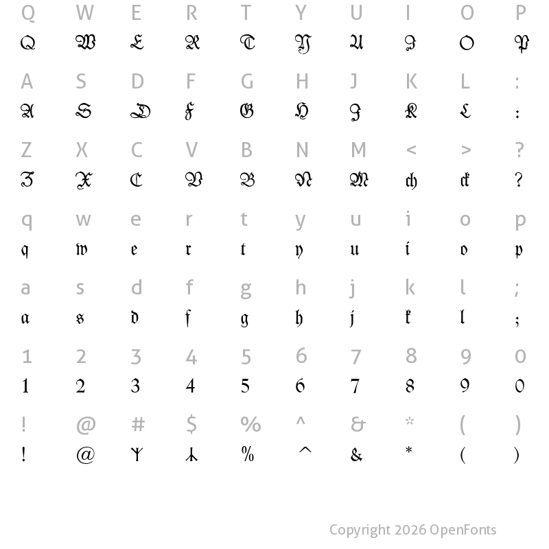 Character Map of Kleist-Fraktur Zierbuchstaben Regular