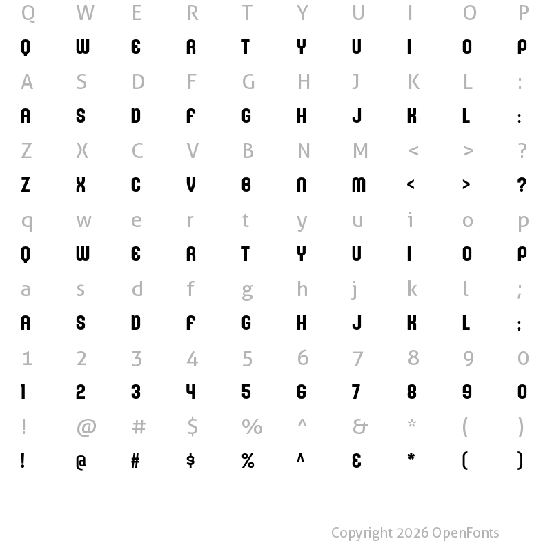Character Map of Kleptocracy Titling Bold