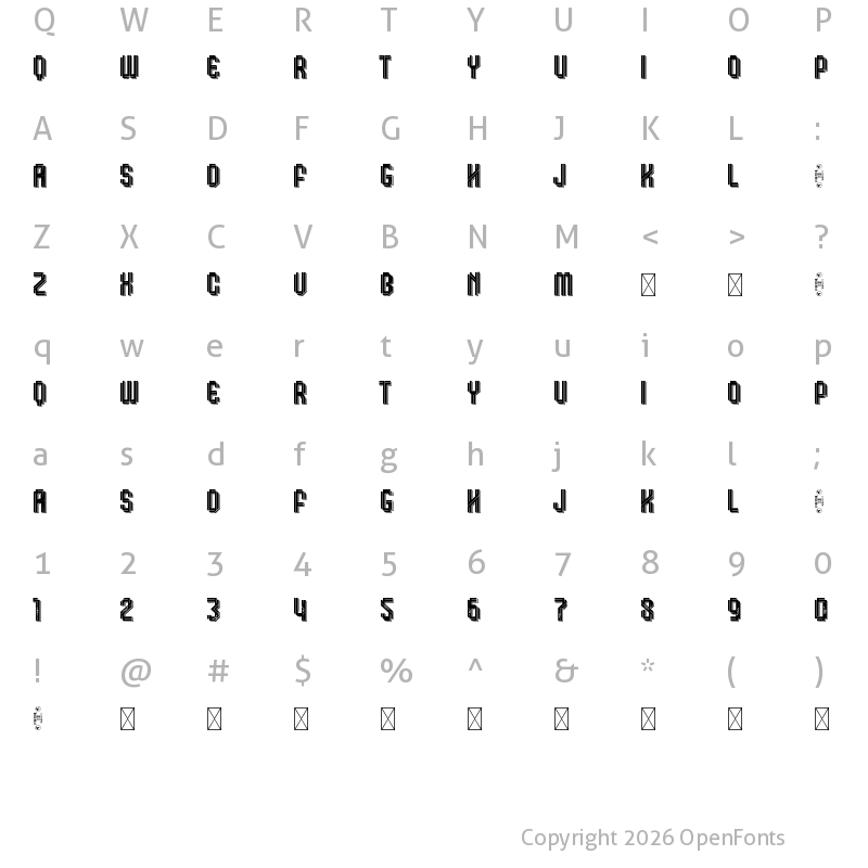 Character Map of Klops Inline Shdw Personal