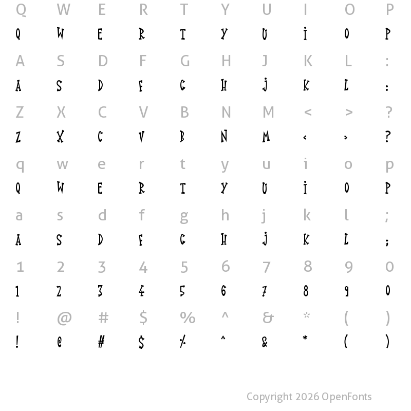 Character Map of Knick Knack Regular
