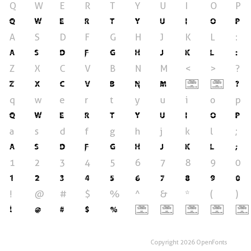 Character Map of Knife Fight Ballet Regular