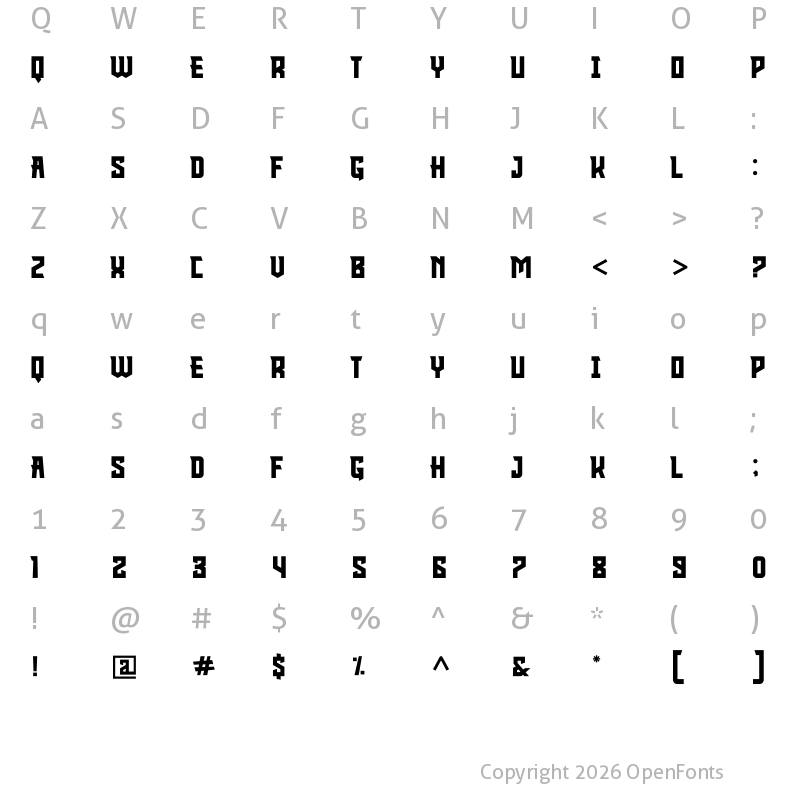 Character Map of KNIGHT WARRIOR Regular