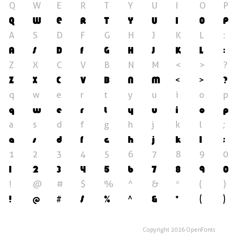 Character Map of Knuckle Down Regular