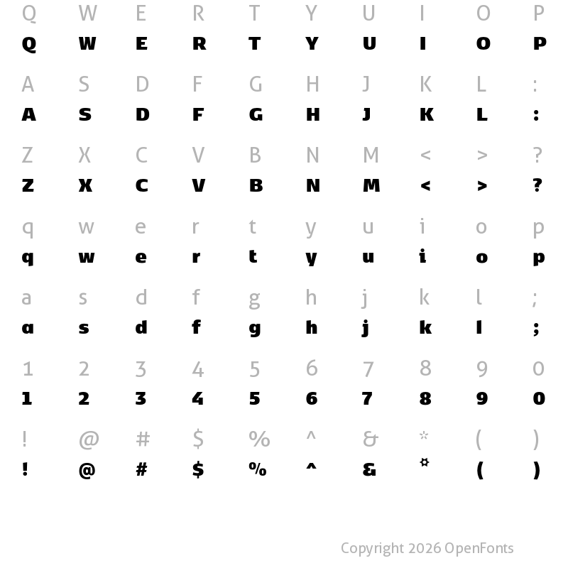 Character Map of Kobenhavn CS ExtraBlack