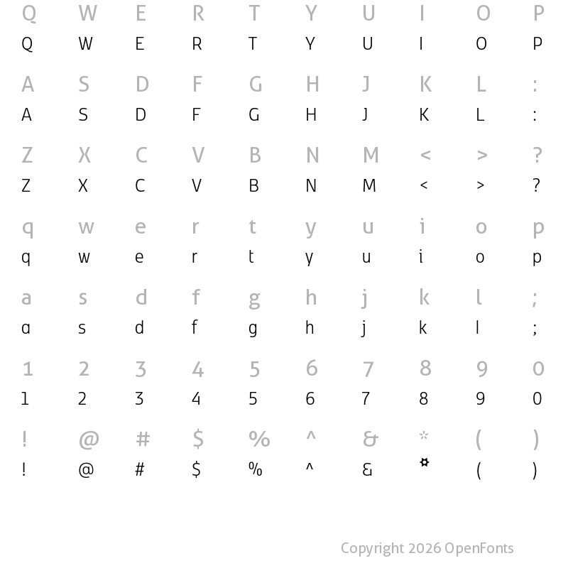 Character Map of Kobenhavn CS Light