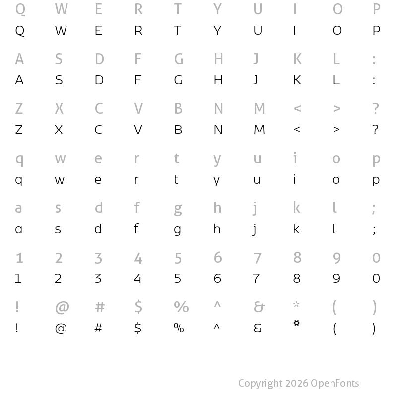 Character Map of Kobenhavn Sans Light