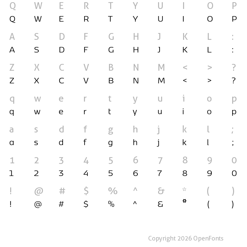 Character Map of Kobenhavn Sans Regular
