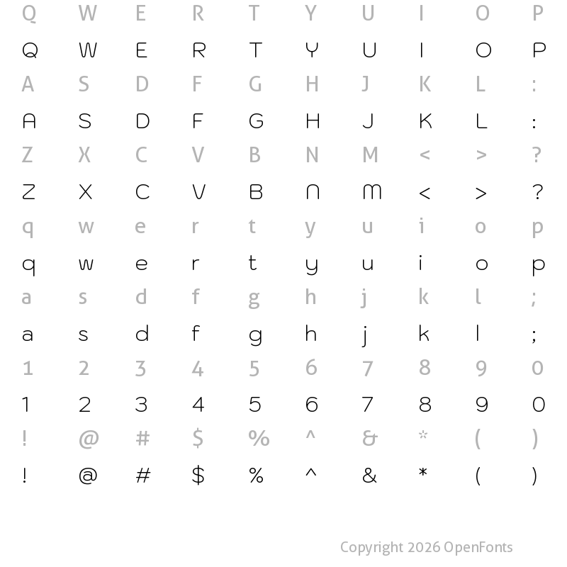 Character Map of Kodchasan ExtraLight Regular