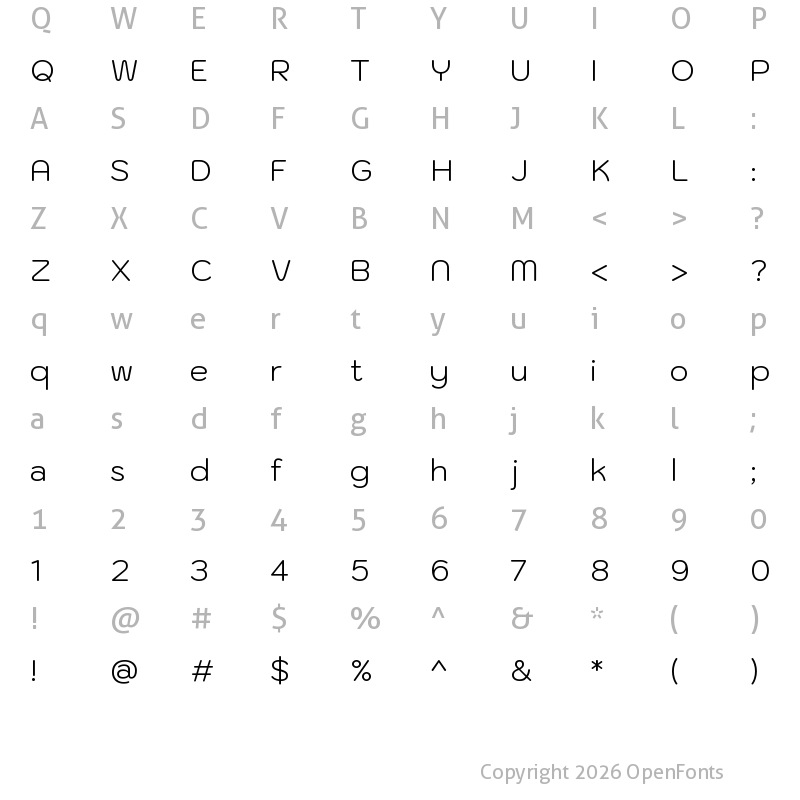 Character Map of Kodchasan Light Regular