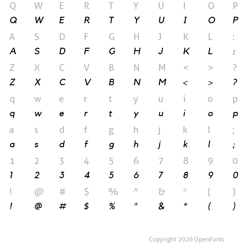 Character Map of Kollektif Italic