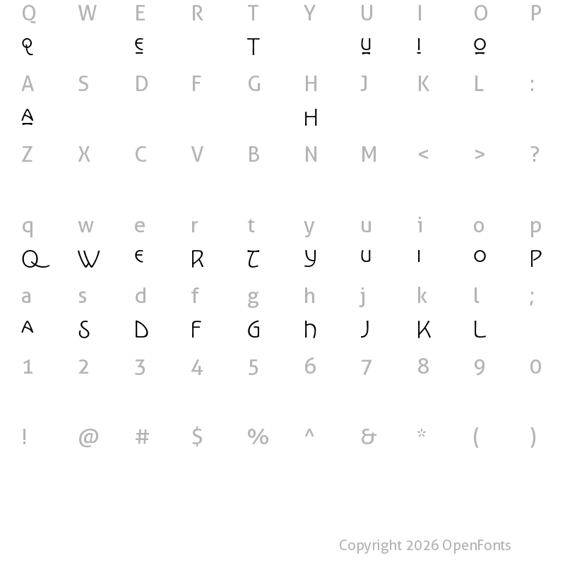 Character Map of Kolo LP Alternates Regular