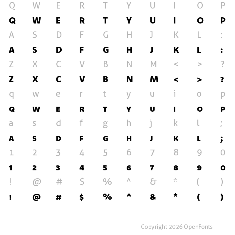 Character Map of Komet Heavy SC