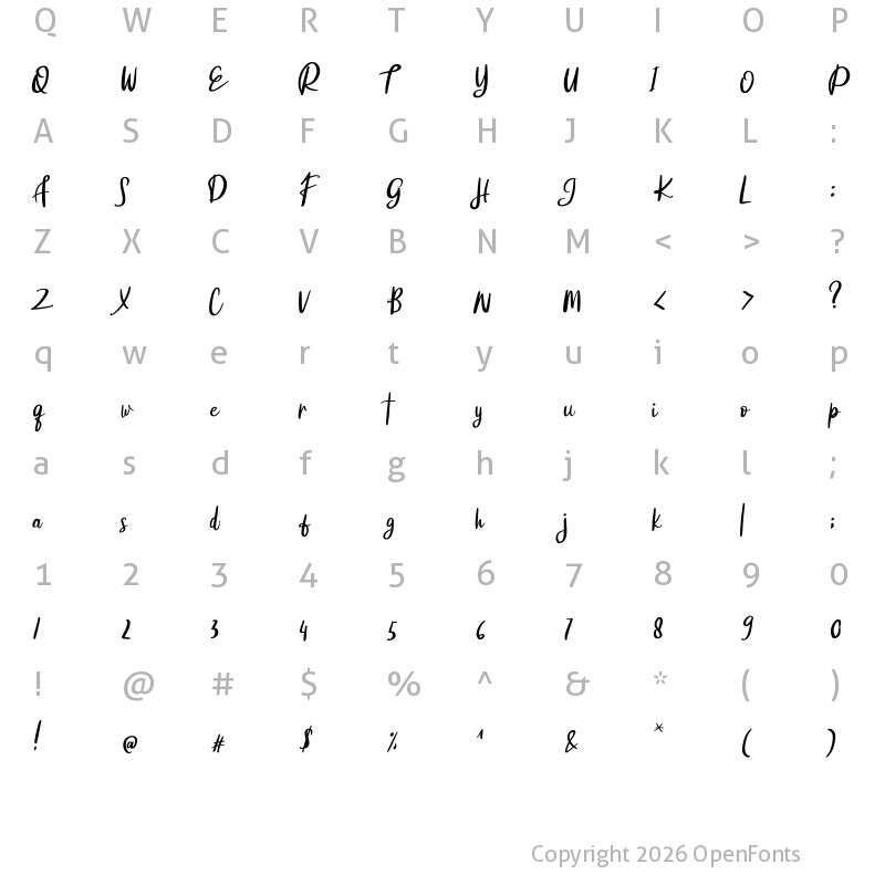 Character Map of Komik Regular