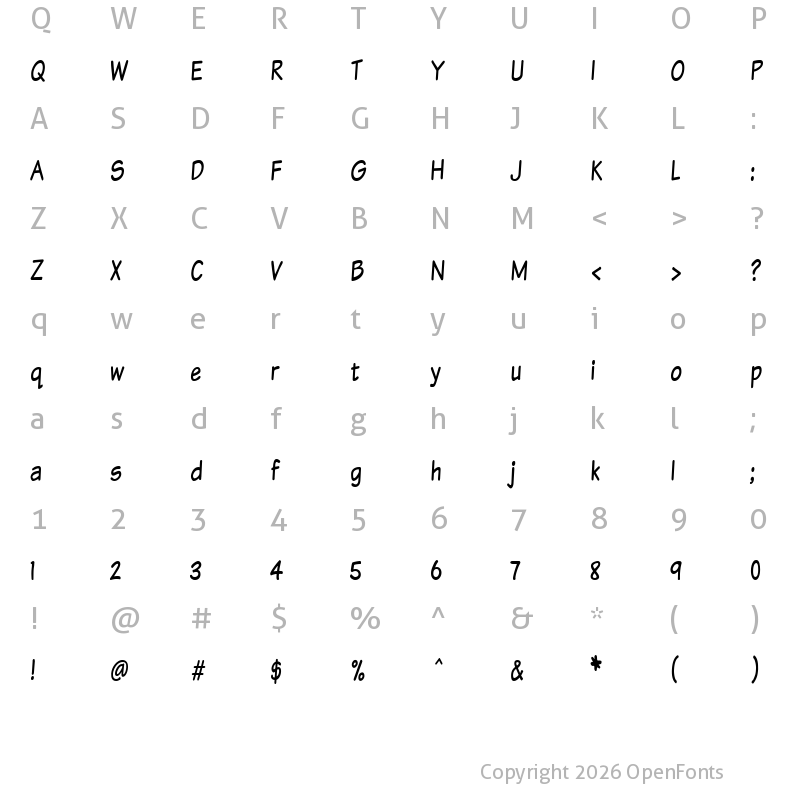 Character Map of Komika Text Tight Regular