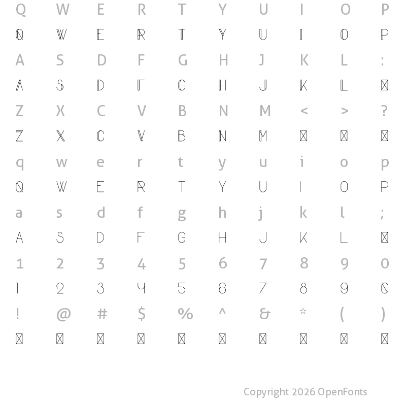 Character Map of Komorebi Regular