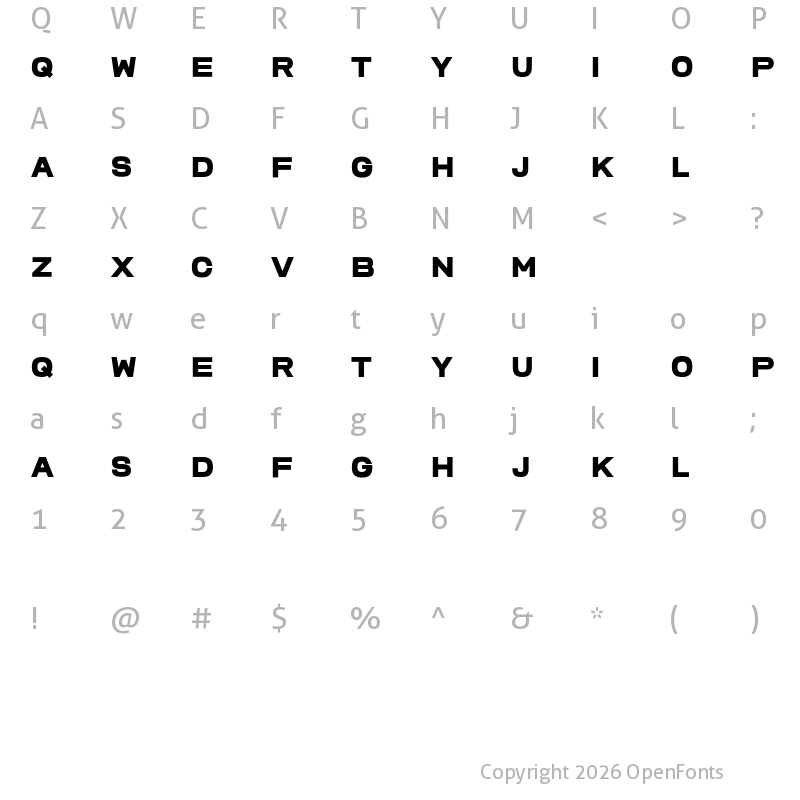 Character Map of Komrad Free Regular