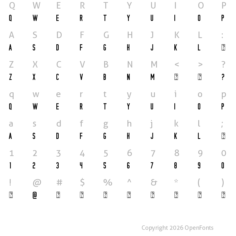 Character Map of KONGO Regular