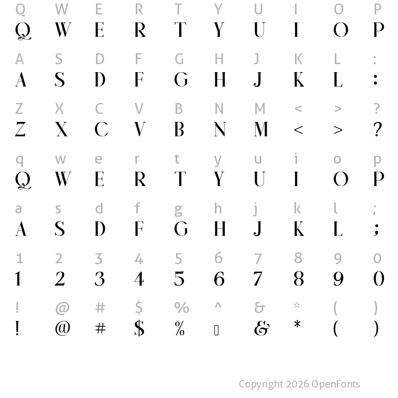 Character Map of Konseric Luxury Serif Regular