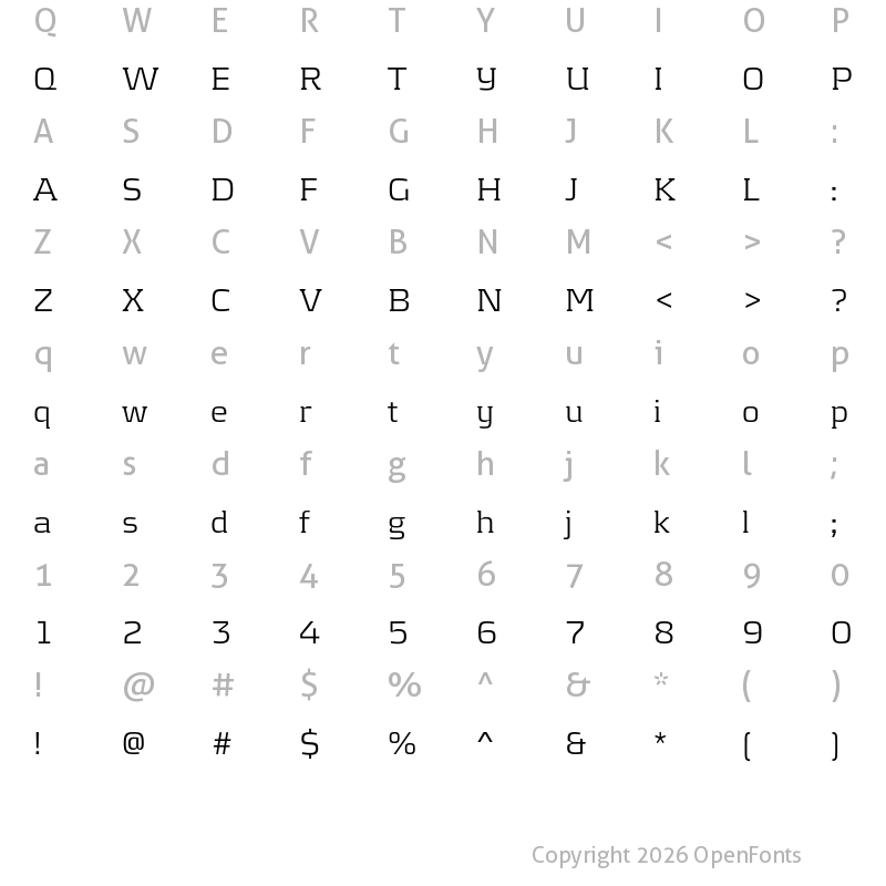 Character Map of Kontrapunkt Light