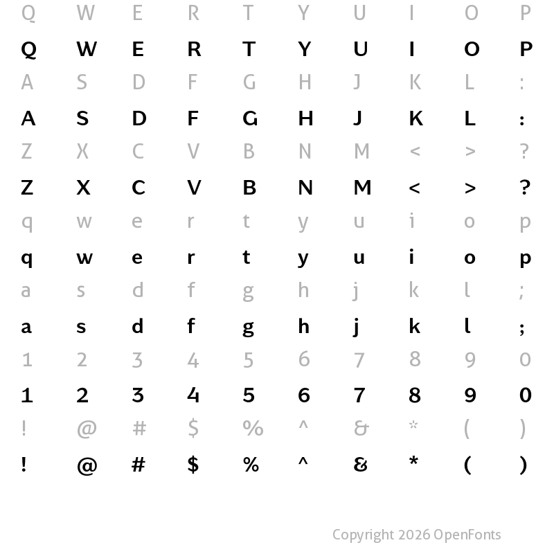 Character Map of Kontrapunkt Miki Bold