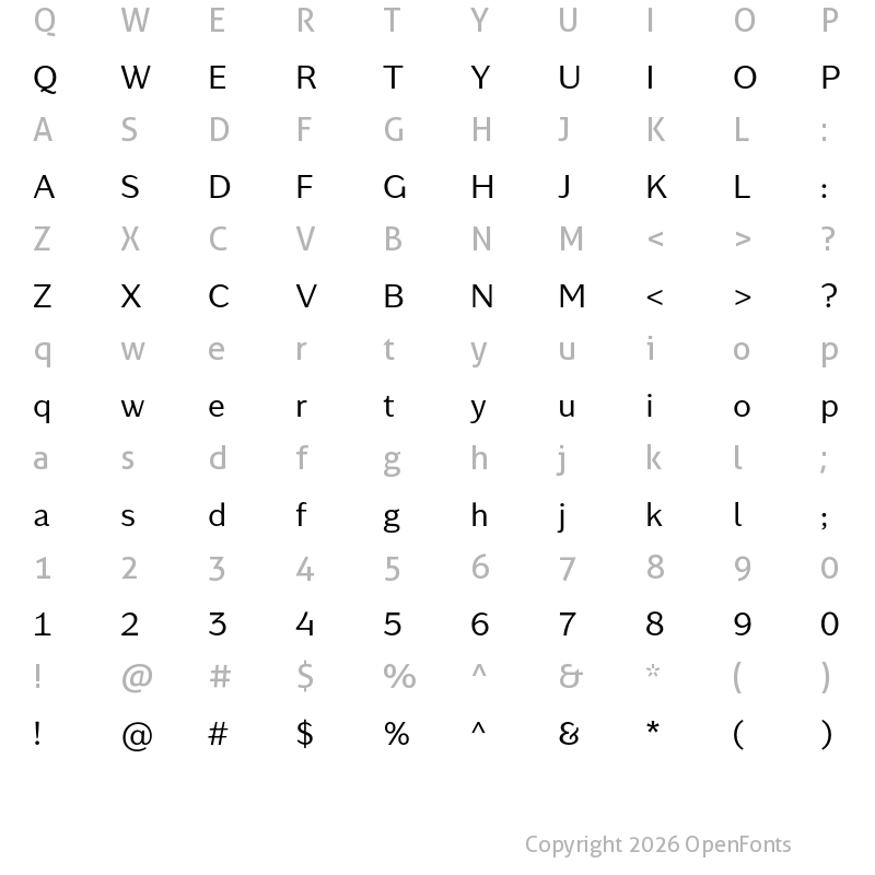 Character Map of Kontrapunkt Miki Regular