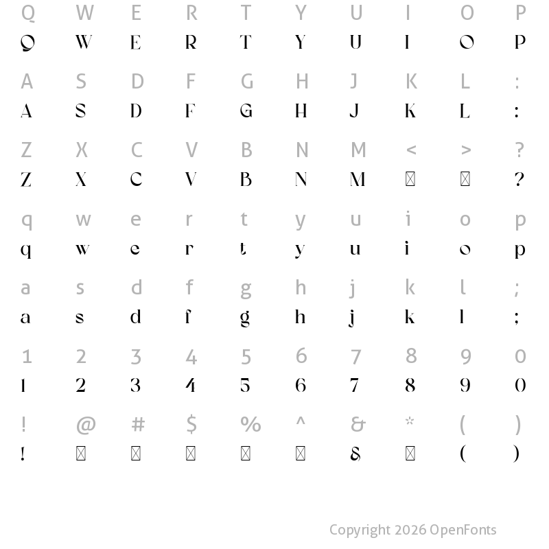 Character Map of Koolegant Regular
