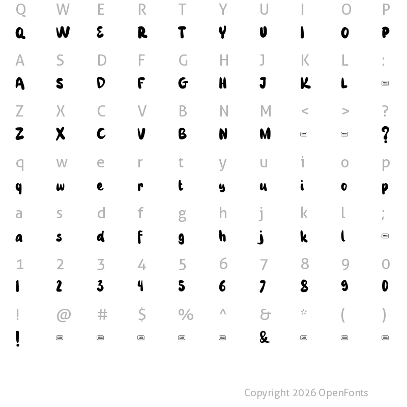 Character Map of Koplok Free Trial Regular