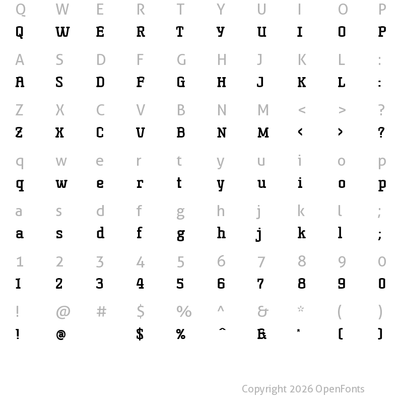 Character Map of Korneuburg Slab Bold Bold