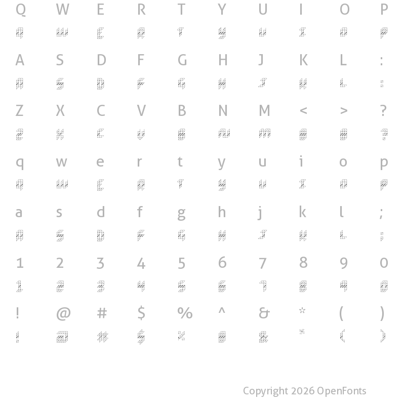 Character Map of Kosetsu Grid