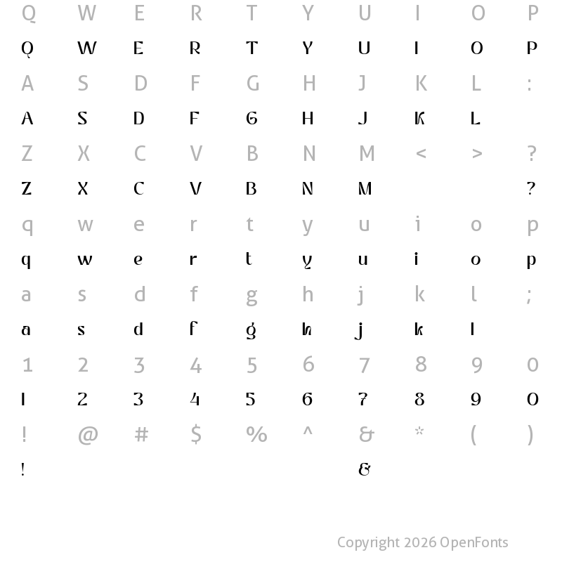 Character Map of Kostania Bold