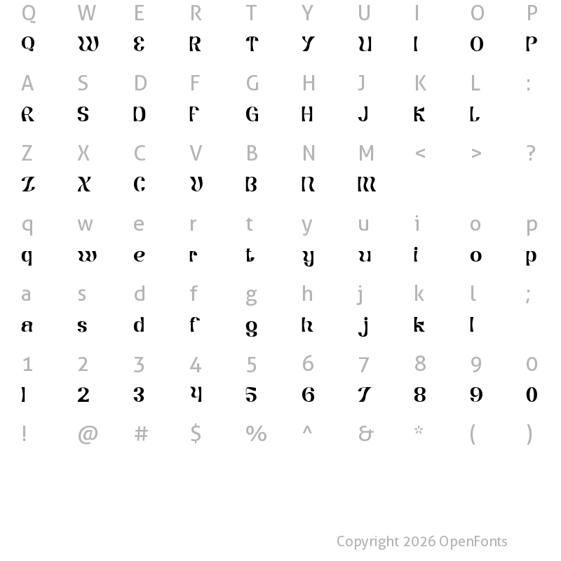 Character Map of Koumon Black