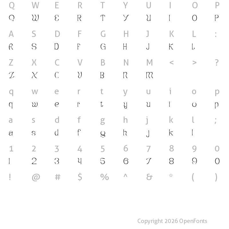 Character Map of Koumon Light