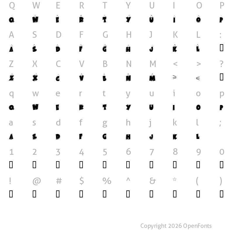 Character Map of KR Bad Kitty Regular