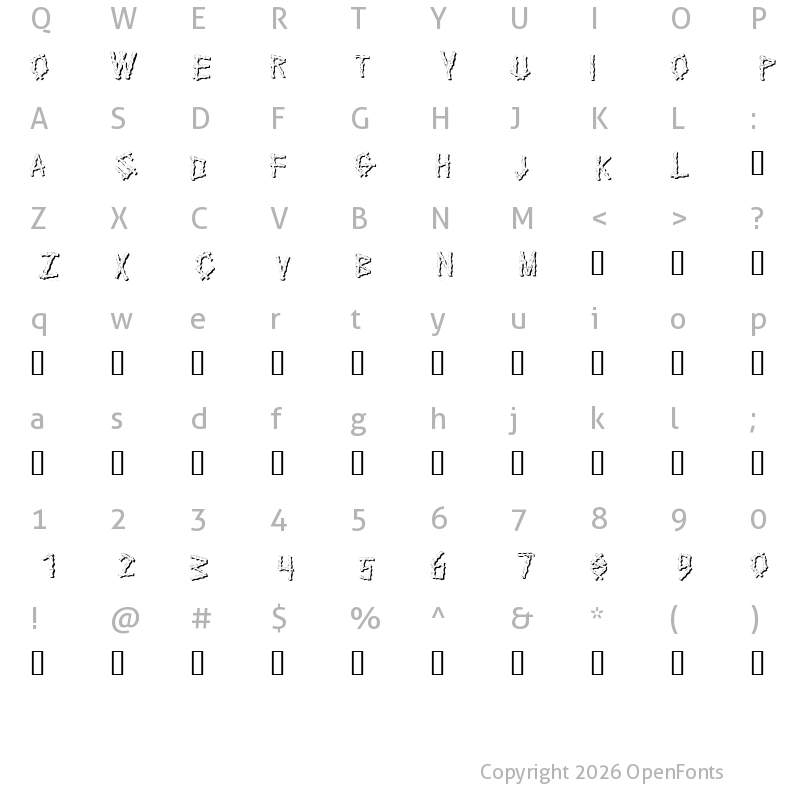 Character Map of KR Bamboo Regular