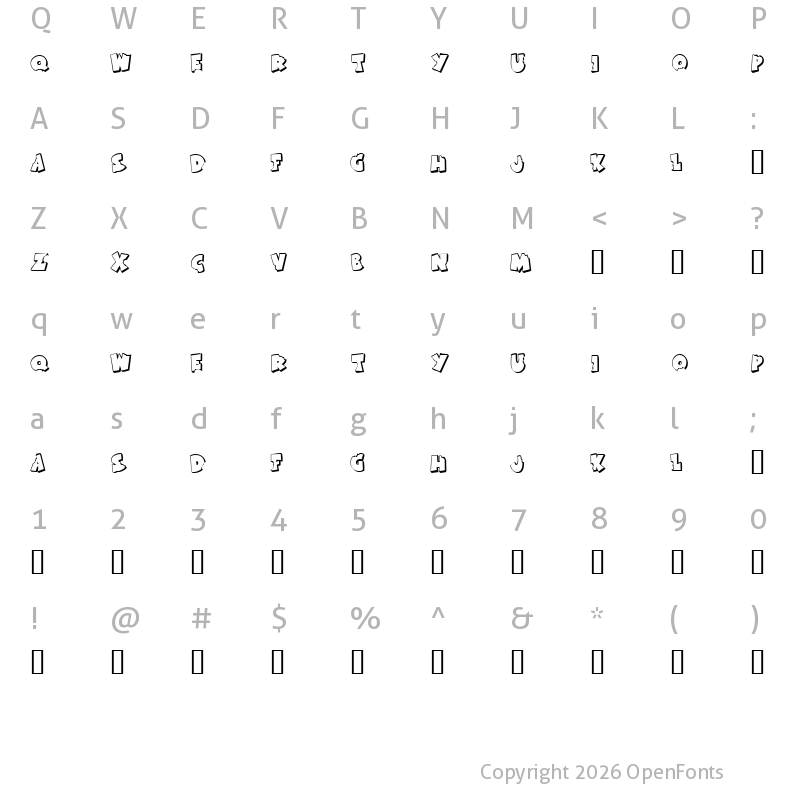 Character Map of KR Bite Me Regular
