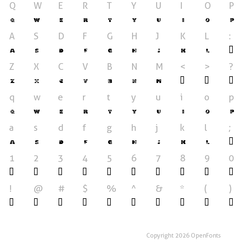 Character Map of KR Super 70's Regular