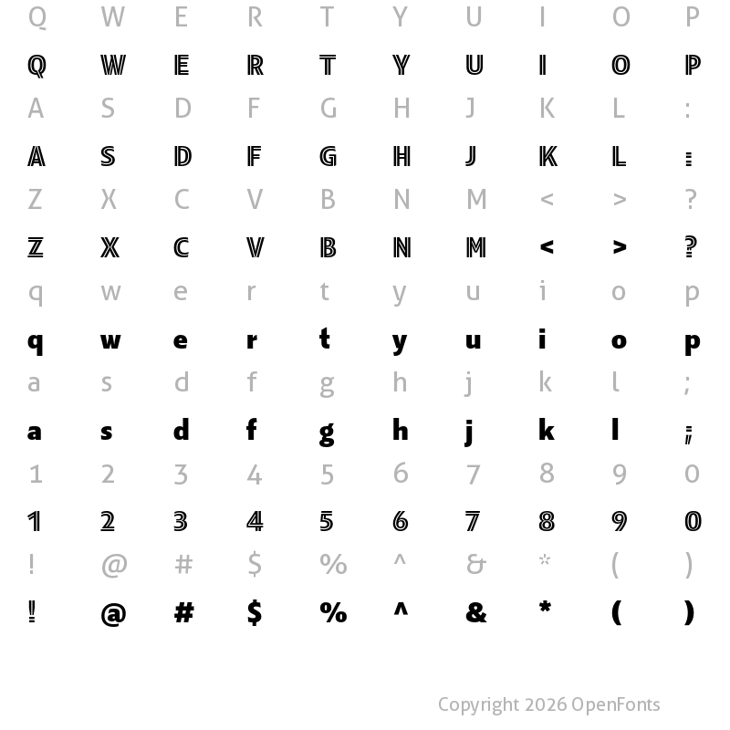 Character Map of Kranto Black Display Inline