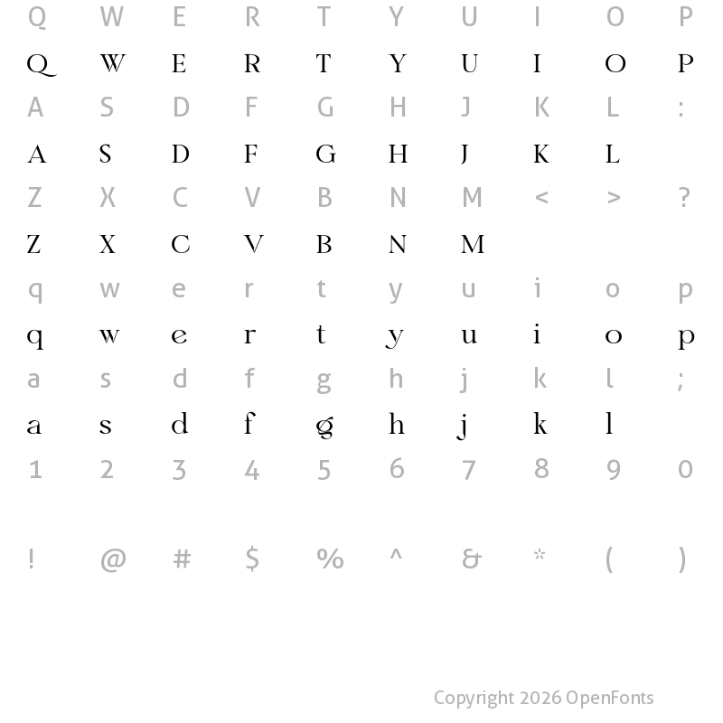 Character Map of Kraton free Font Regular