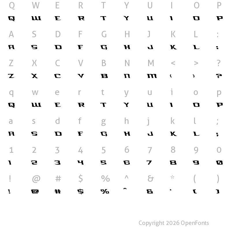 Character Map of Kreature Kombat Leftalic Italic