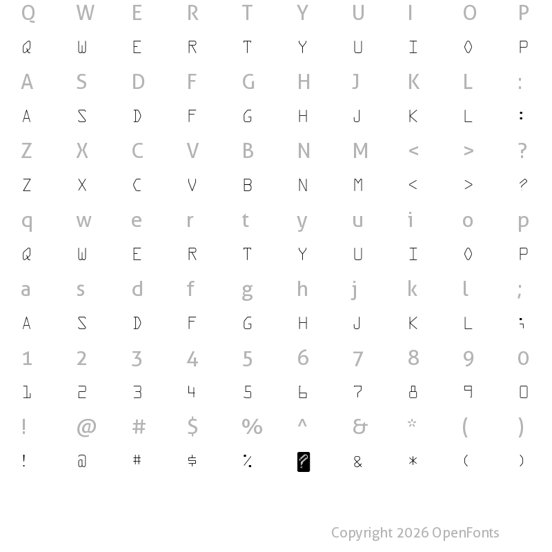 Character Map of Kredit Front