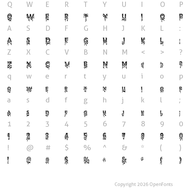 Character Map of Kreepshow 'Frigid' Regular