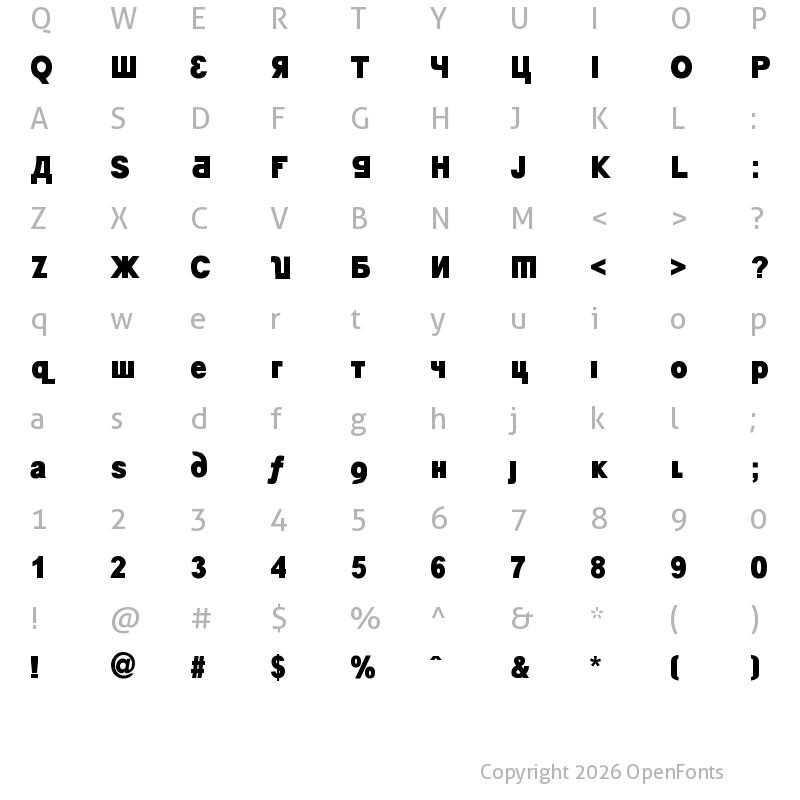 Character Map of Kremlin Minister Black Extra Bold